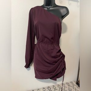 AX Paris women’s one shoulder dress with side ruched tie detail, size 12. New